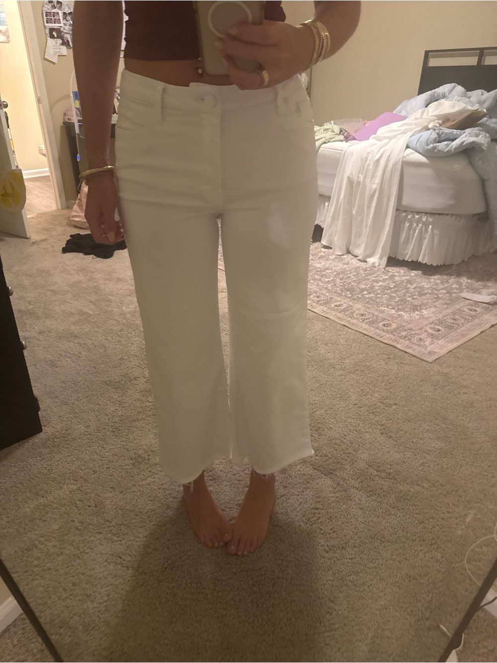 Kut from the Kloth White Cropped Wide-Leg Jeans